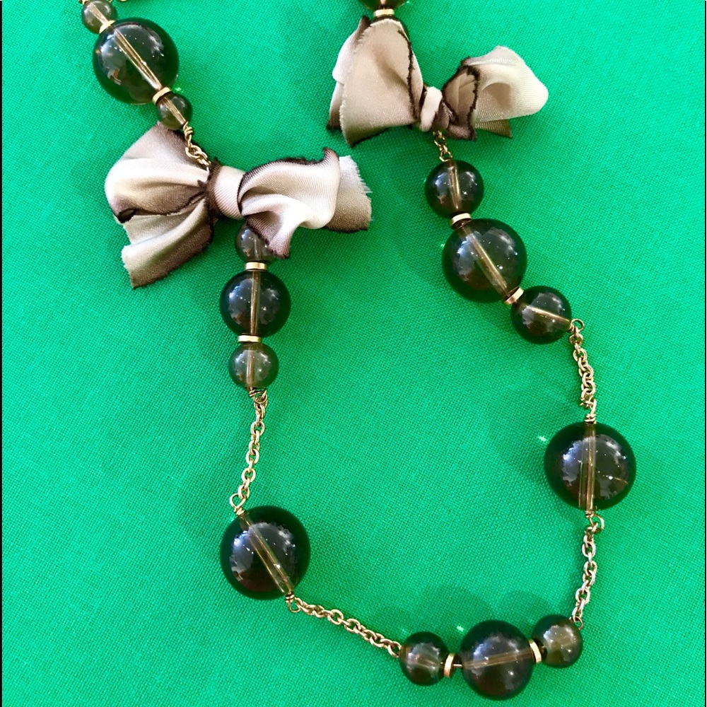J.Crew Bead & Bow Gold Necklace